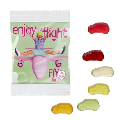 VEGANE Fruchtgummi STANDARD-Formen 10 g im kompostierbaren Tütchen