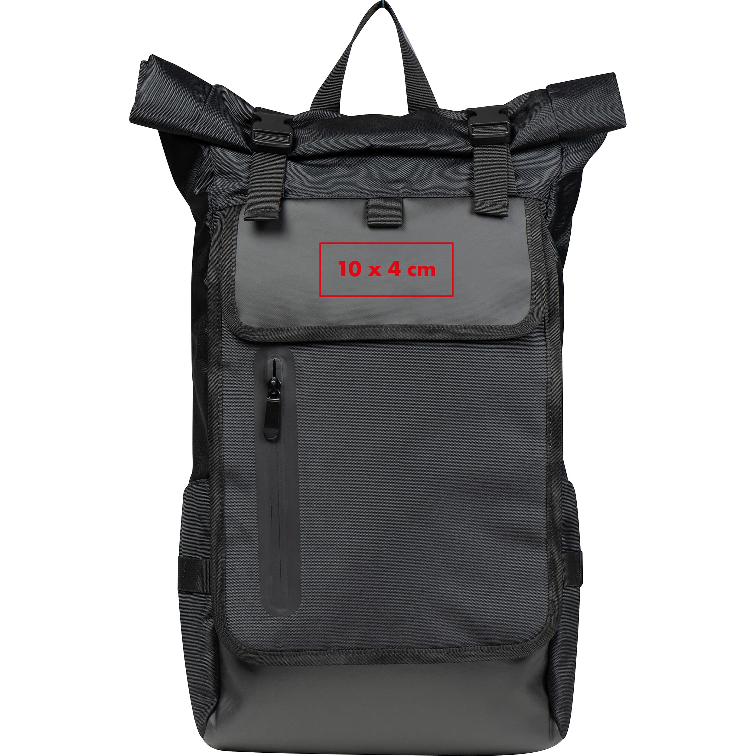 Laptoprucksack FLORA – Druckbeispiel Siebdruck, 1-farbig, 10 x 4 cm - Auf der Vorderseite