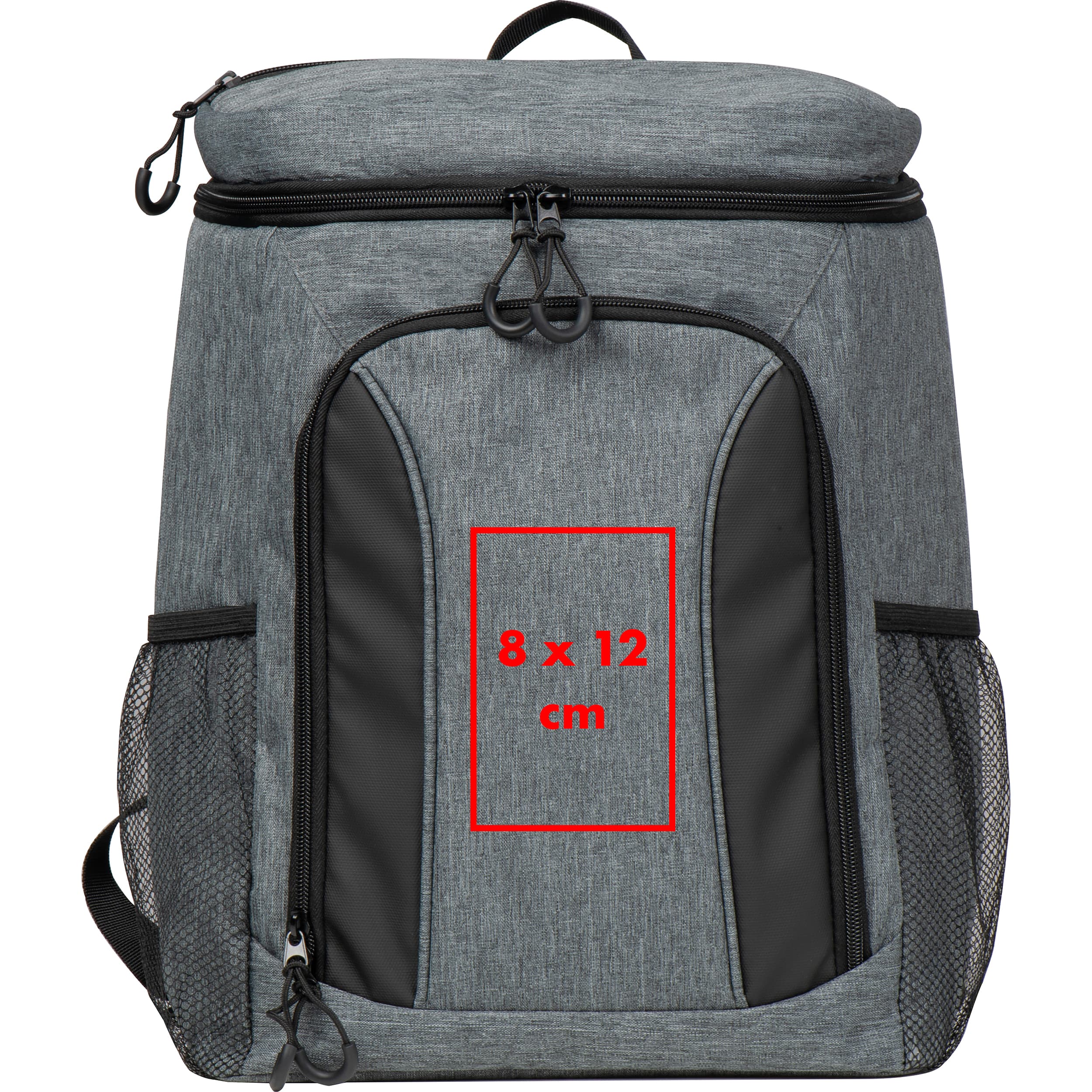 Kühlrucksack LEOKADIA – Druckbeispiel Siebdrucktransfer, 1-farbig, 8 x 12 cm - Auf dem Deckel