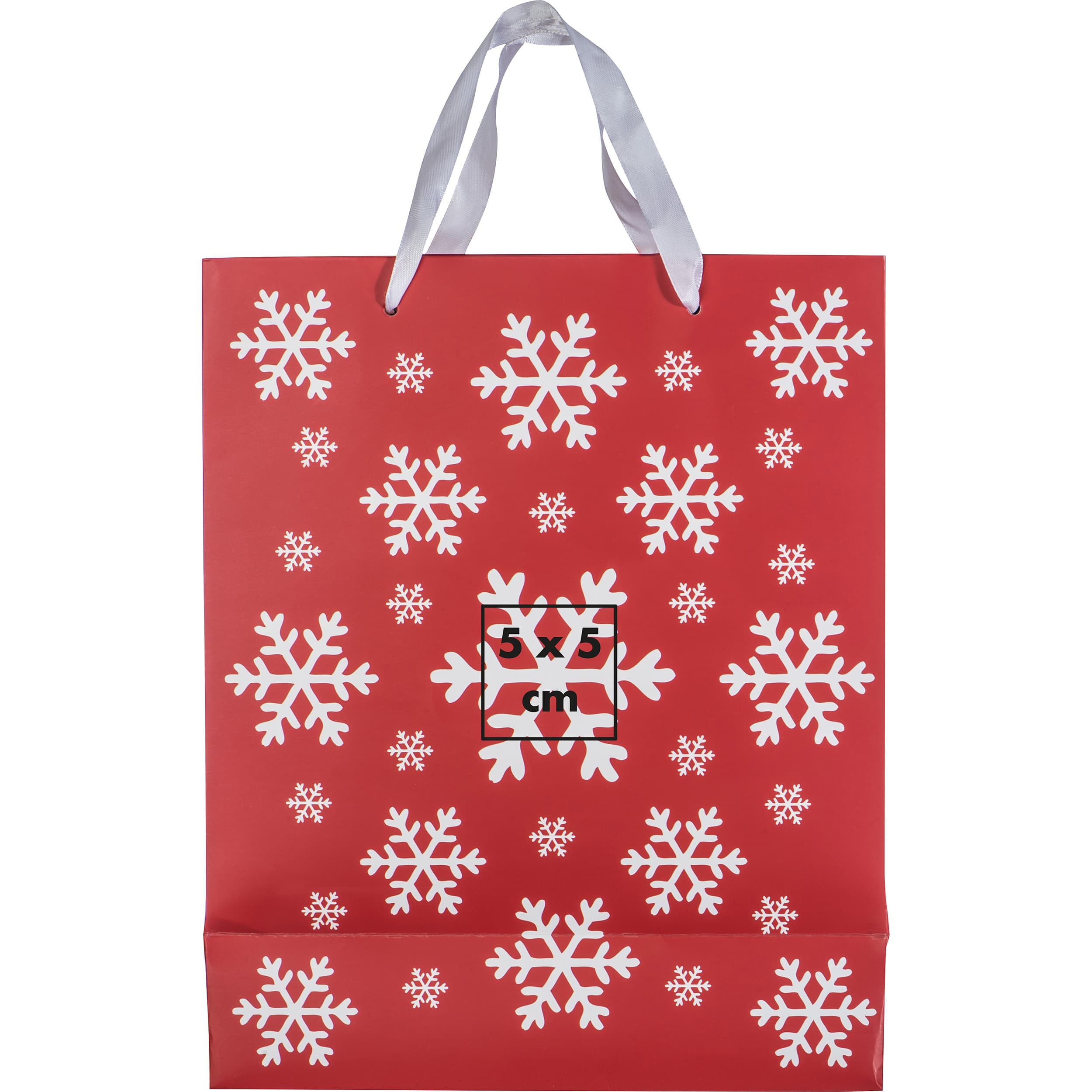 Weihnachtstasche aus Papier groß TOBIAS – Druckbeispiel Etikett, 1-farbig, 5 x 5 cm - Auf die Tasche/Beutel