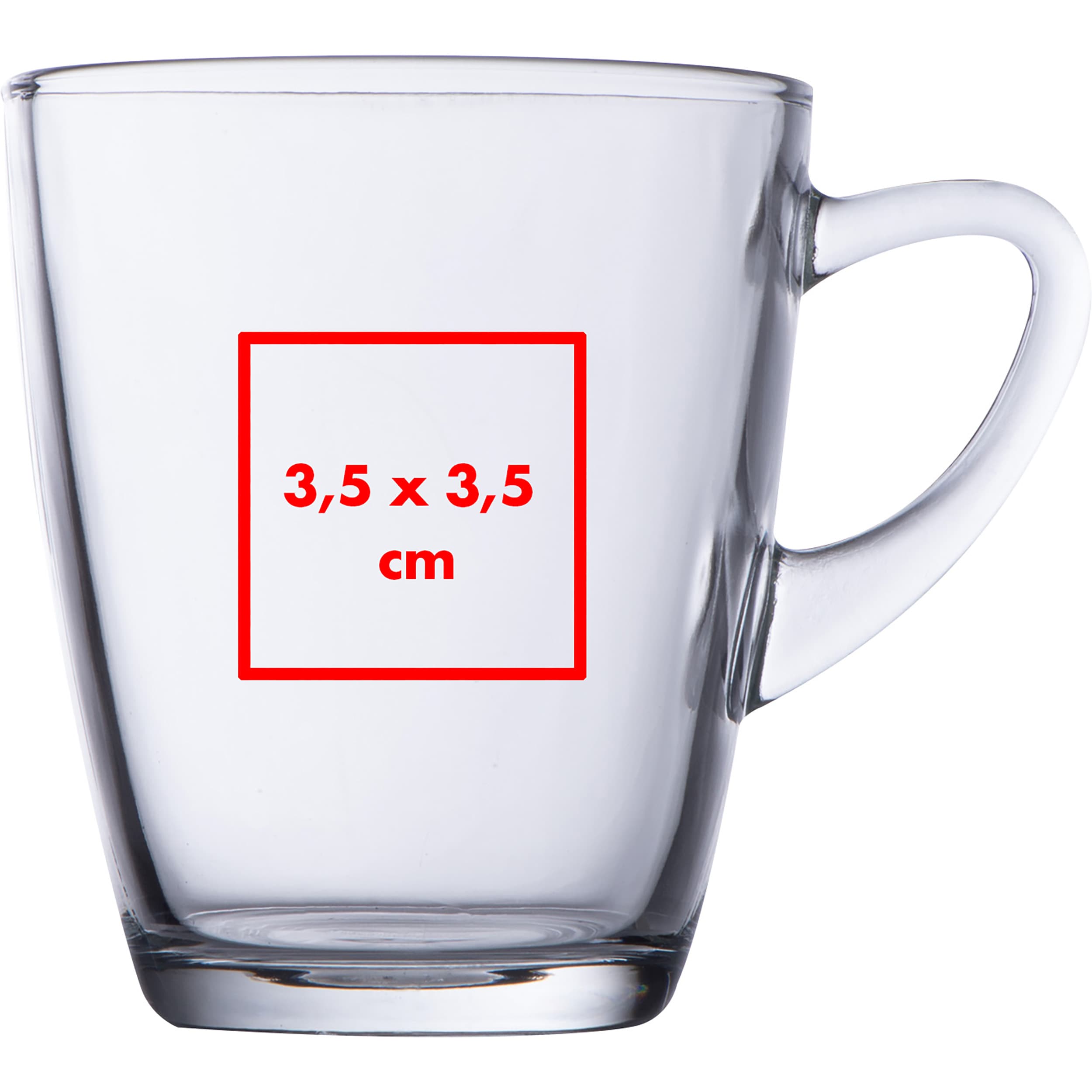 Glastasse, 320ml SEWERYN – Druckbeispiel Tampondruck, 3,5 x 3,5 cm - Auf dem Becher