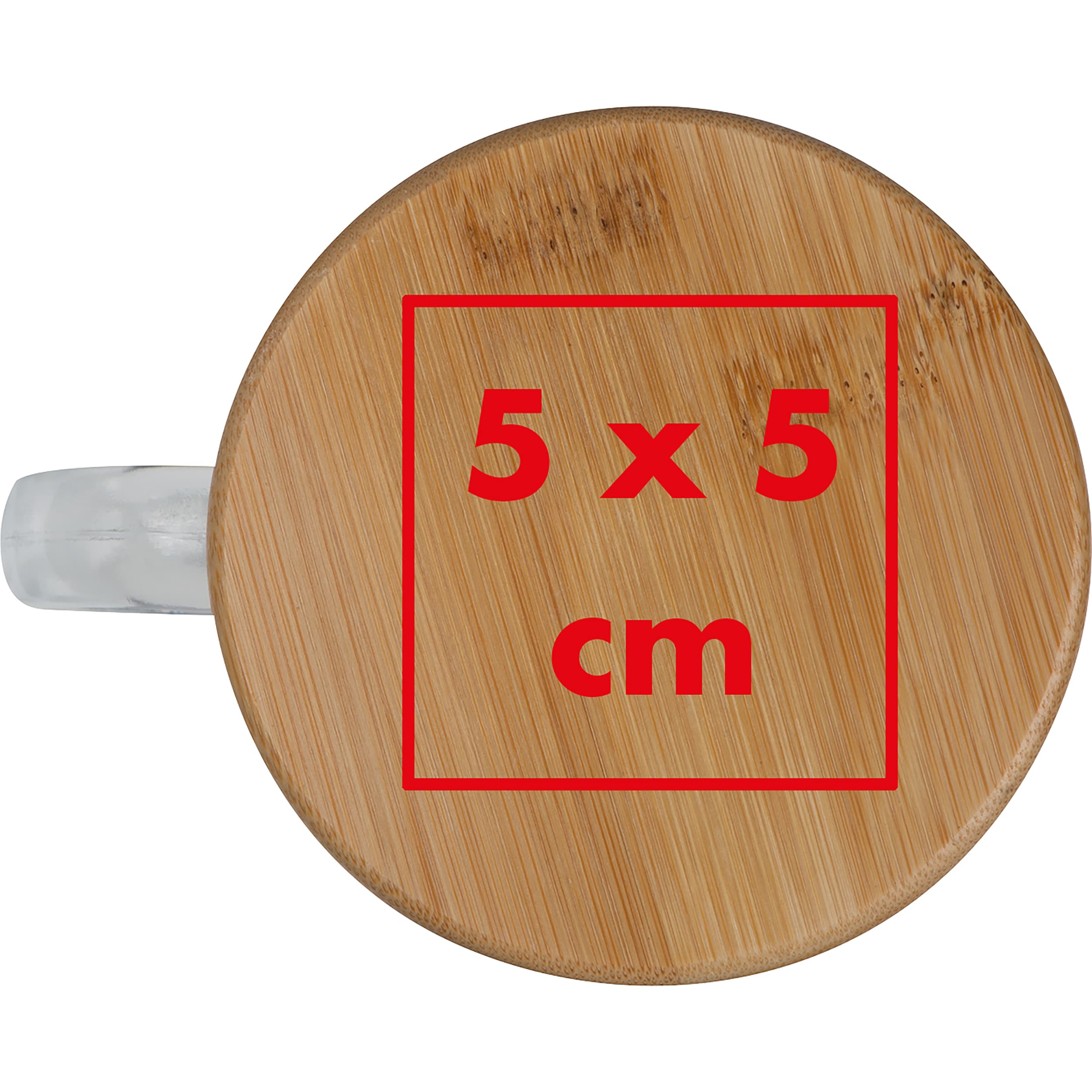 Doppelwandige Glastasse CECIL – Druckbeispiel Lasergravur, 5 x 5 cm - Auf dem Deckel