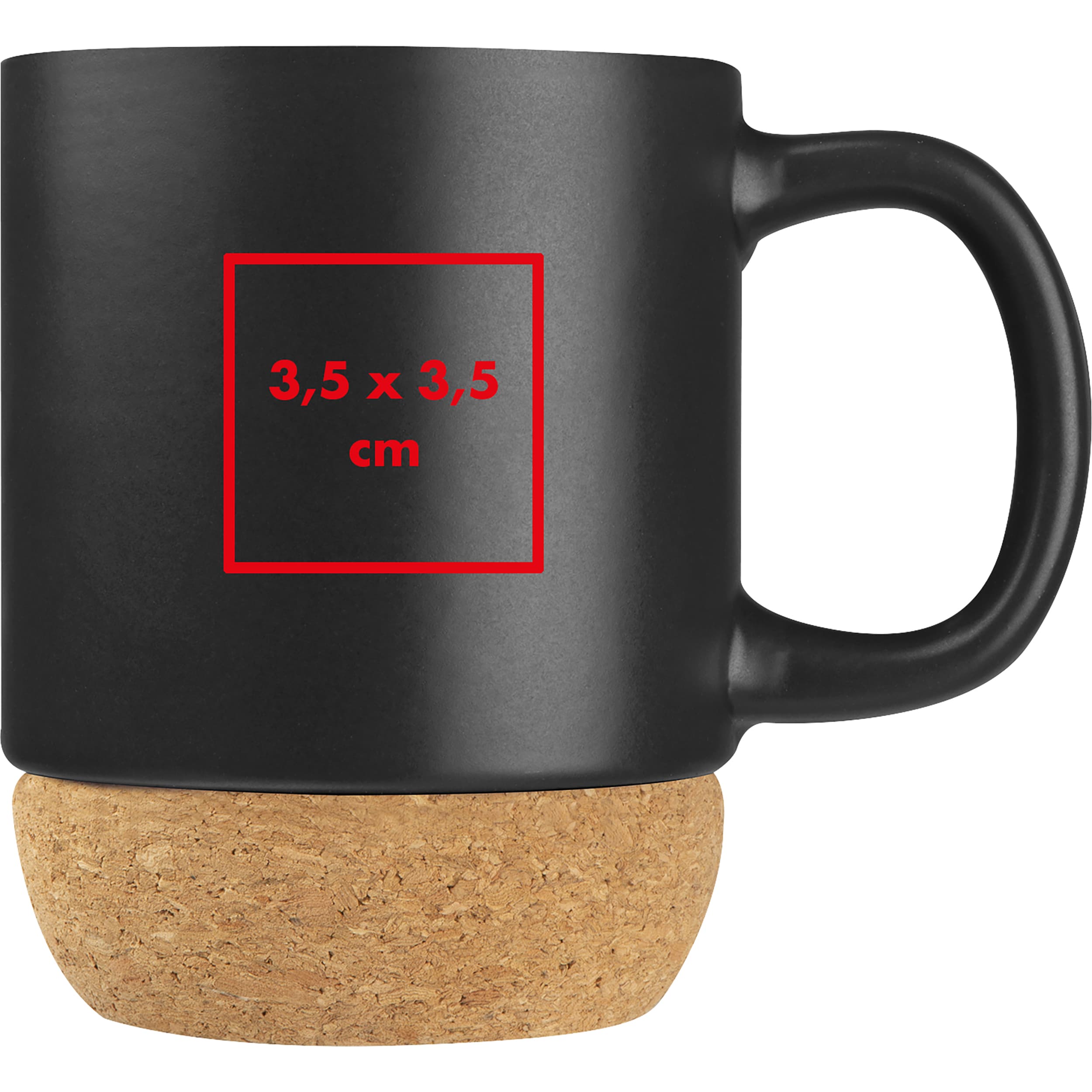 Tasse mit Korkbasis, 350ml THEODOR – Druckbeispiel Tampondruck, 3,5 x 3,5 cm - Auf dem Becher