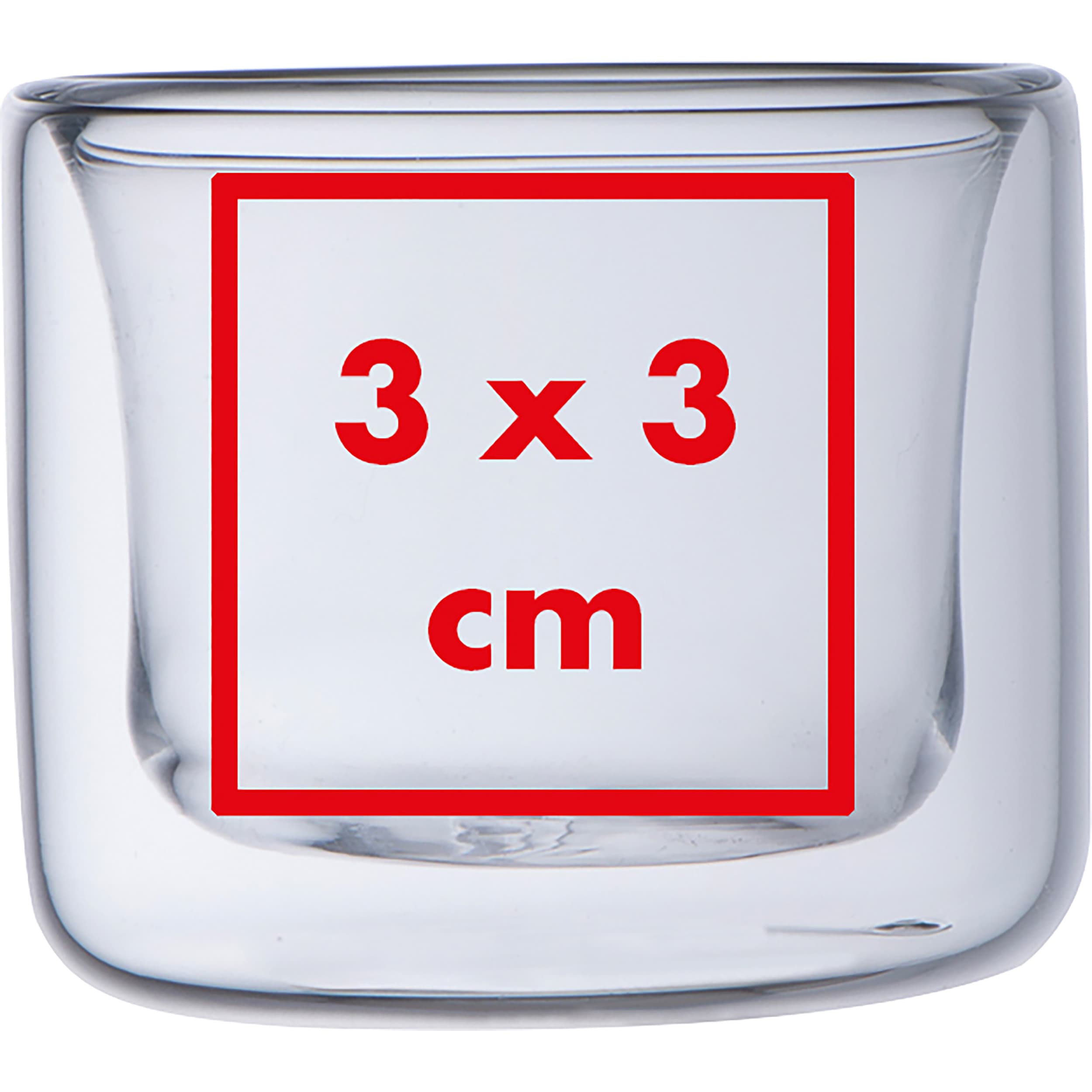 CrisMa Doppelwandige Espressotasse 50ml ALEKSANDER – Druckbeispiel Tampondruck, 3 x 3 cm - Auf der Glasoberfläche
