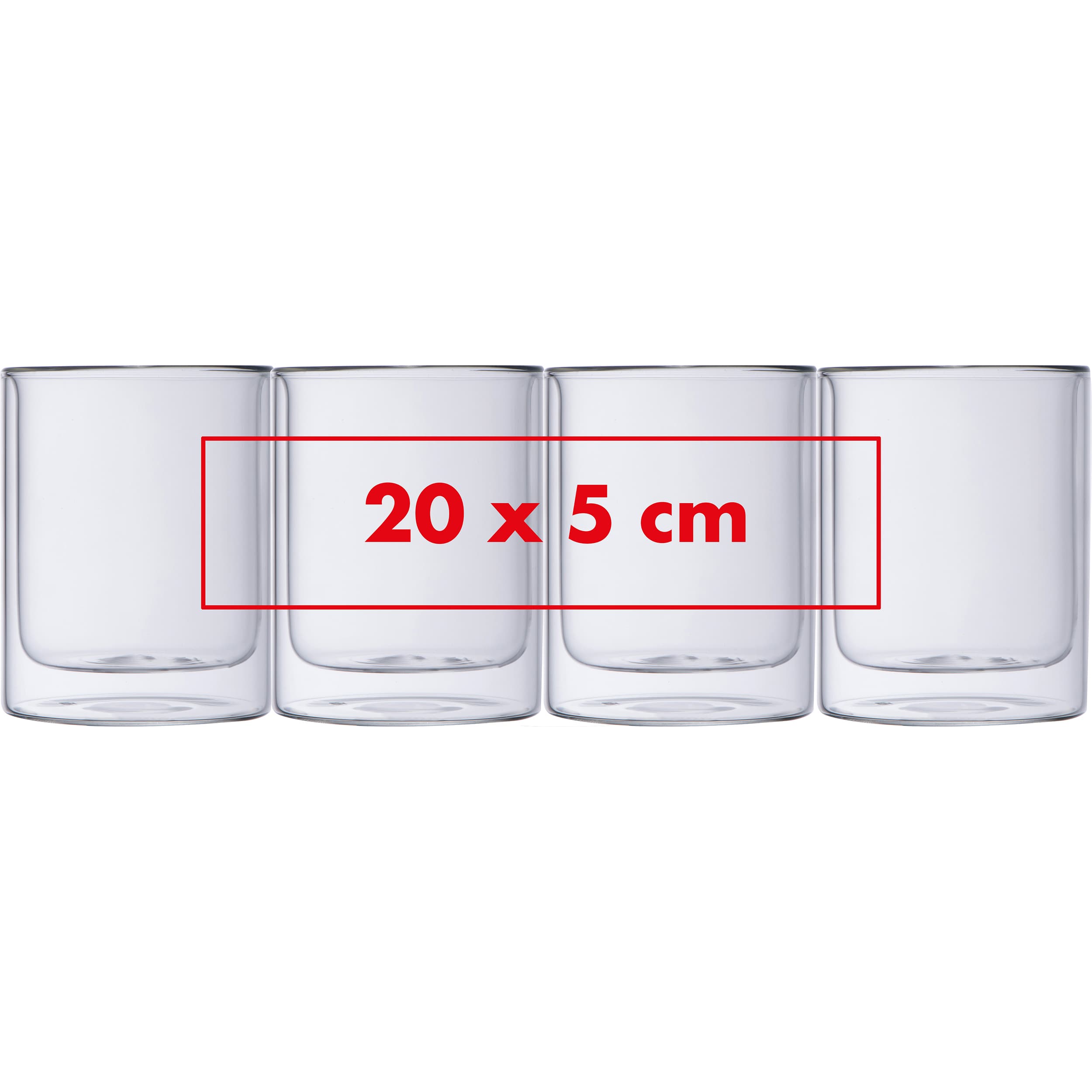 CrisMa Doppelwandige Glastasse 330ml STUART – Druckbeispiel Siebdruck, 1-farbig, 20 x 5 cm - Ringsum