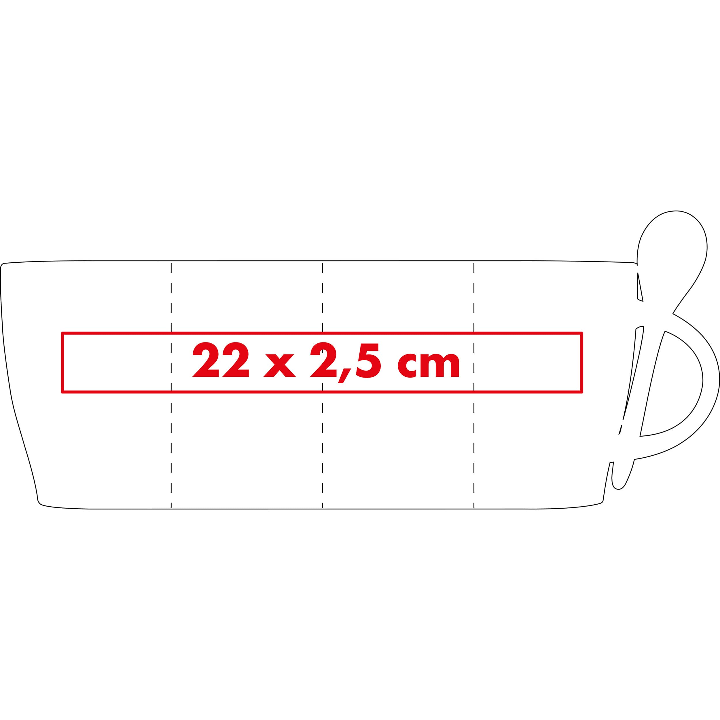 Tasse aus Porzellan mit Löffel, 250ml ARMANDO – Druckbeispiel Keramiktransfer, 3 x 3 cm - Auf dem Becher