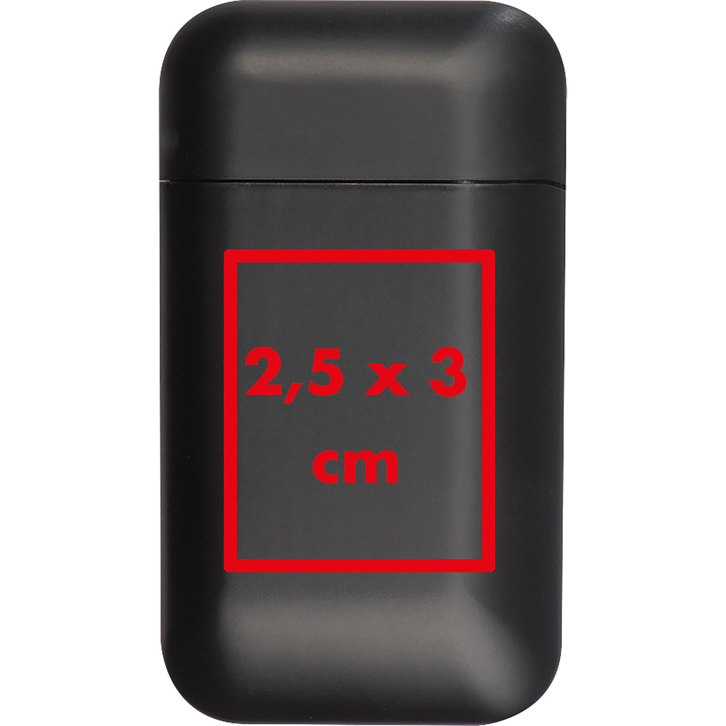 USB Lichtbogen Feuerzeug SIMONA – Druckbeispiel Tampondruck, 1-farbig, 2,5 x 3 cm - Auf der Seite