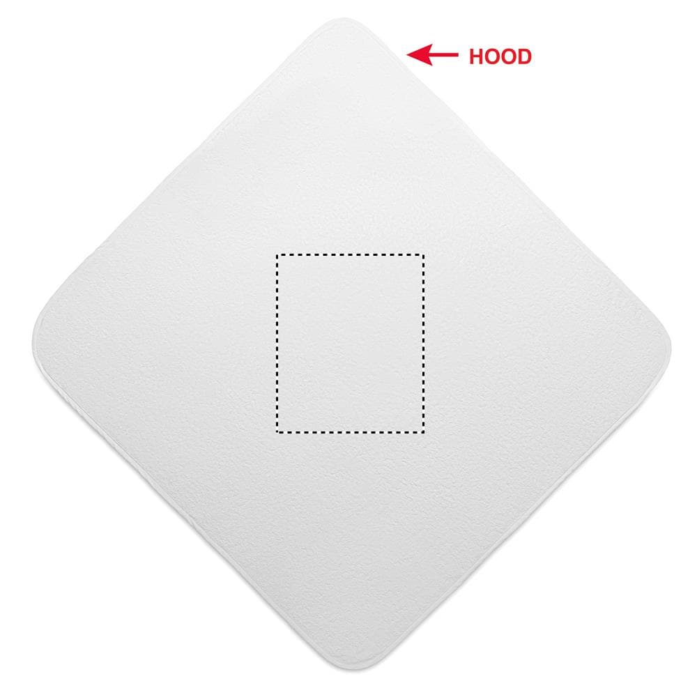 HUGME Kapuzenbadetuch Baby – Druckbeispiel Bestickung (40 - 60cm²), 1-farbig, max. 230.0 x 280.0mm - BACK