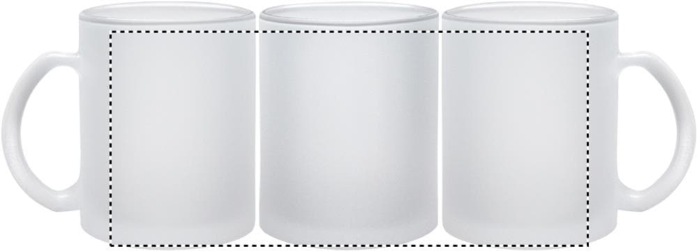 SUBLIMATT Kaffeebecher aus Glas 300 ml – Druckbeispiel Sublimationstransfer, Vollfarbig, max. 195.0 x 90.0mm - SIDE TS