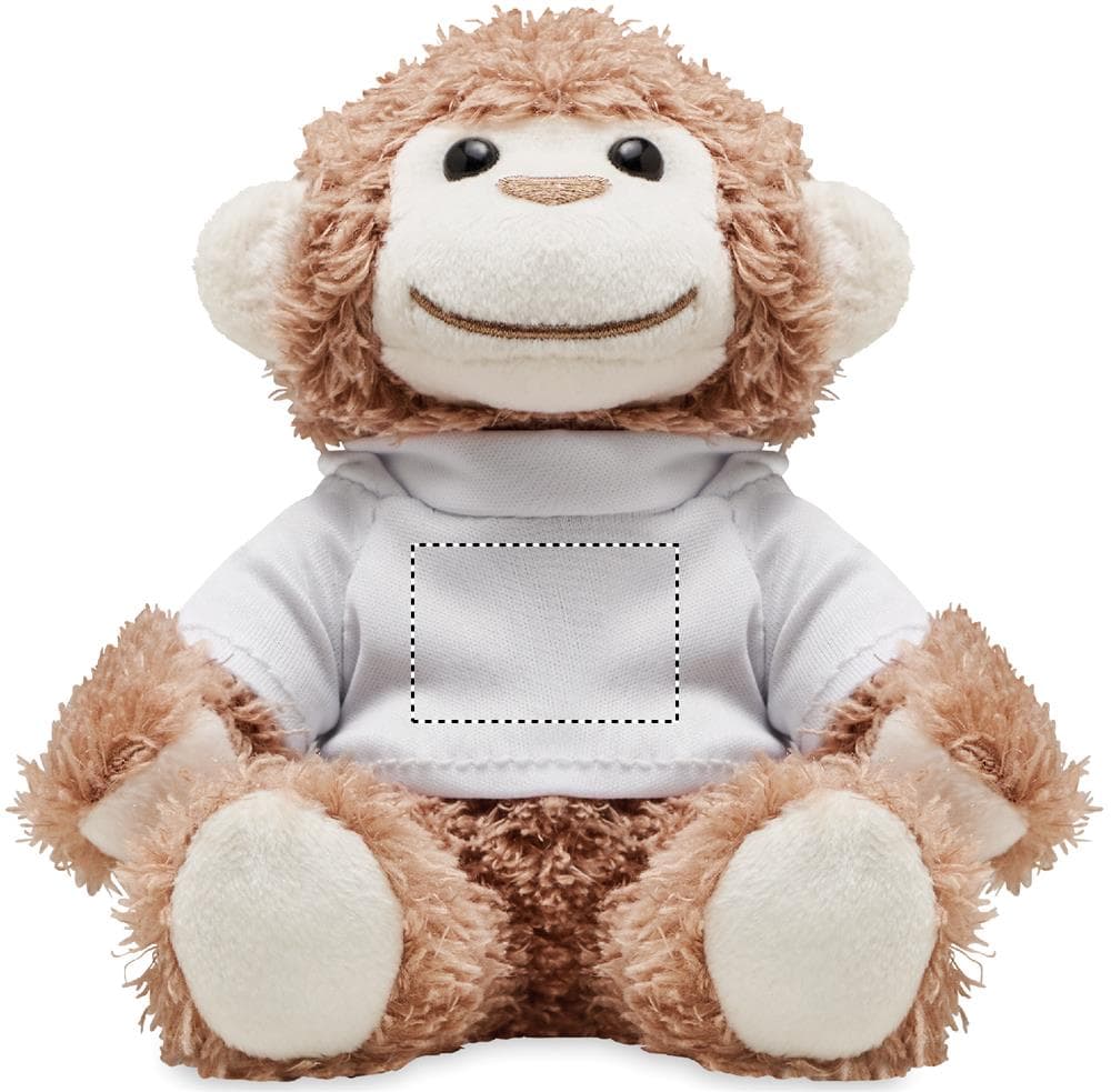 LENNY Plüsch-Affe mit Hoody – Druckbeispiel Sublimationstransfer, Vollfarbig, max. 30.0 x 20.0mm - FRONT