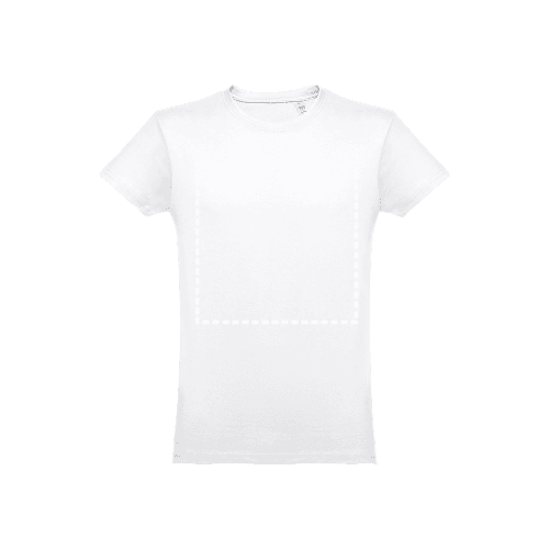 THC LUANDA WH. Herren-T-Shirt aus Baumwolle. Weiße Farbe – Druckbeispiel Textildruck, 20 x 30 cm - Brust