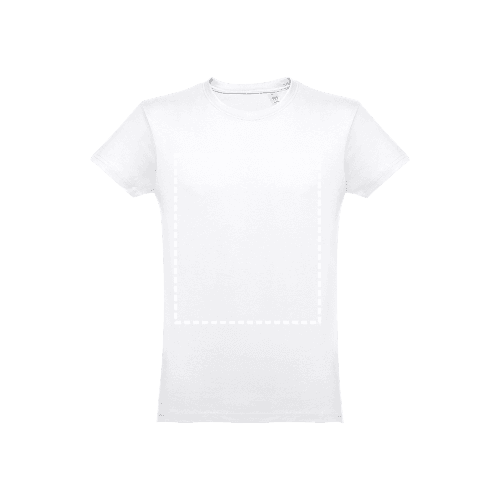 THC LUANDA WH. Herren-T-Shirt aus Baumwolle. Weiße Farbe – Druckbeispiel Textildruck, 1-farbig, 20 x 30 cm - Brust
