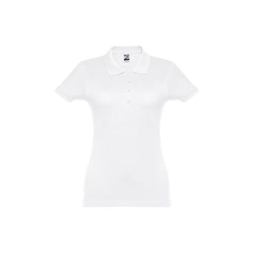 THC EVE WH. Kurzarm-Poloshirt mit Gürtel für Damen aus kardierter Baumwolle