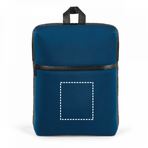 URBAN BACKPACK. 14''Laptop-Rucksack aus Softshell und Tarpaulin – Druckbeispiel Transferdruck, 14 x 16 cm - Vorderseite