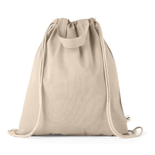 RISSANI. Tragetasche/Turnbeutel (2in1) aus recycelter Baumwolle (70%) und polyester (30% rPET) (140 g/m²)
