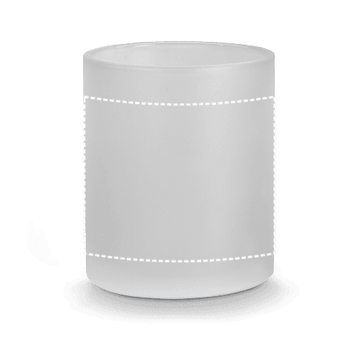Kenny S. Tasse aus Glas 340 mL – Druckbeispiel Sandstrahlung, 18 x 7 cm - Körper