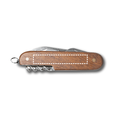 BELPIANO. Multifunktions-Taschenmesser aus Edelstahl und Holz – Druckbeispiel Laser, 1-farbig, 5 x 0.8 cm - Griff