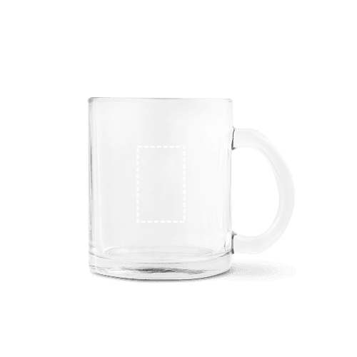 CARMO. Glastasse (350ml) geeignet für Sublimation – Druckbeispiel Laser, 4 x 0.5 cm - Seitlicher Körper