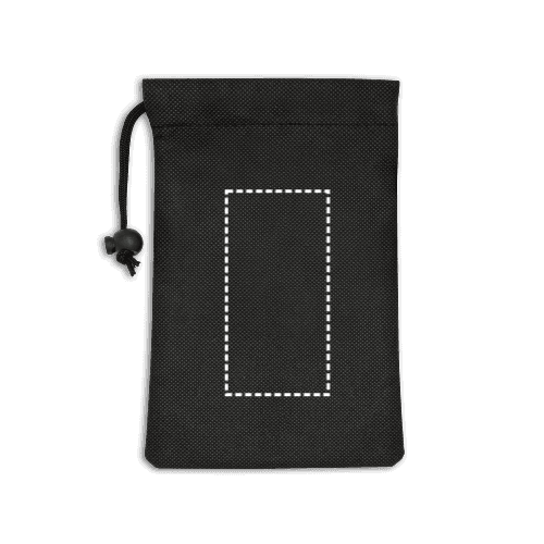 BERNAL. Sporthandtuch aus recyceltem Polyester (100% rPET) dient zur Erfrischung mit Vliesstoffbeutel – Druckbeispiel Transferdruck, 1-farbig, 5 x 10 cm - Vorderseite