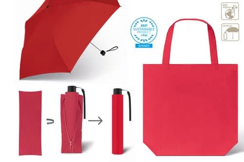 Taschenschirm mit Einkaufstasche SCHIRM & SHOPPER RPET