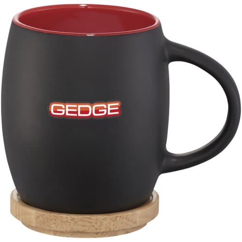 Hearth 400 ml Keramiktasse mit Holz Untersetzer