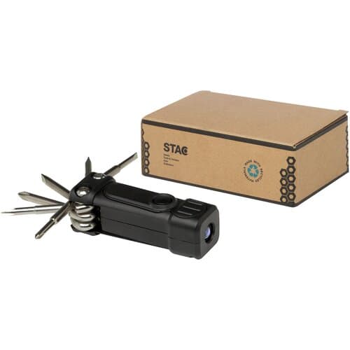 Octo 8-in-1 Schraubenzieher-Set aus recyceltem RCS Kunststoff mit Taschenlampe