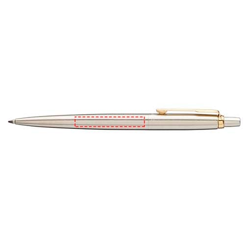 Parker Jotter Edelstahl Kugelschreiber (blaue Mine) – Druckbeispiel Lasergravur, 1-farbig, 40 x 5 mm - Kugelschreiber Schaft