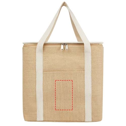 Juta 300 g/m² Jute Kühltragetasche 19 L – Druckbeispiel Siebdruck, 1-farbig, 70 x 120 mm - Vorderseite