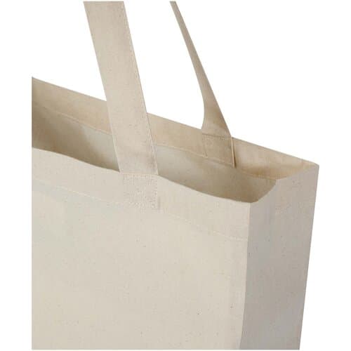 Madras 140 g/m² Baumwoll Tragetasche mit Seitenfalten aus GRS recycelter Baumwolle 12L