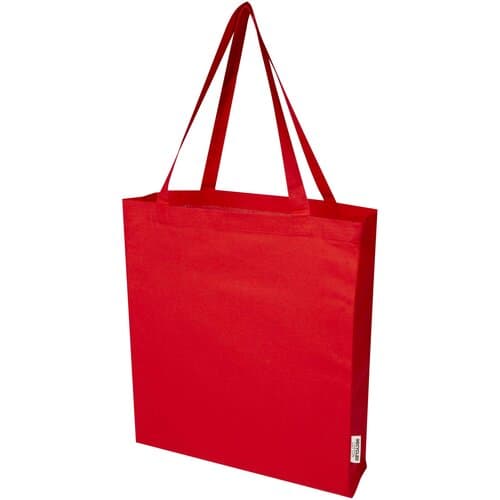 Madras 140 g/m² Baumwoll Tragetasche mit Seitenfalten aus GRS recycelter Baumwolle 12L