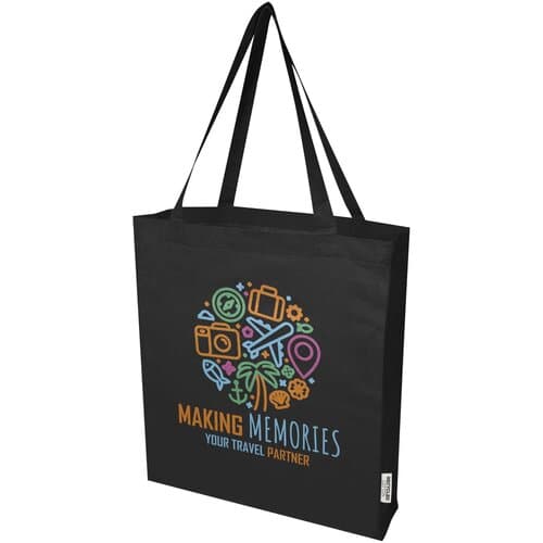 Madras 140 g/m² Baumwoll Tragetasche mit Seitenfalten aus GRS recycelter Baumwolle 12L