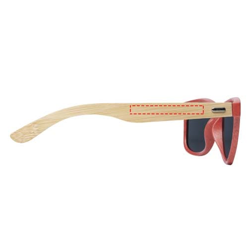 Sun Ray Bambus Sonnenbrille – Druckbeispiel Lasergravur, 1-farbig, 50 x 7 mm - rechter Bügel
