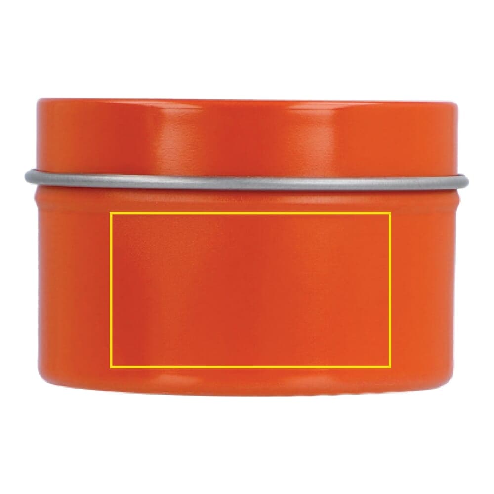 Kirtan-Duftkerze auf Pflanzenbasis in großer recycelter Dose – Druckbeispiel Lasergravur, 1-farbig, 40 x 22 mm - Seite 1