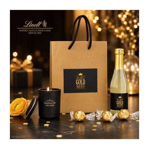 Geschenkset / Präsenteset: Du bist Gold wert Tüte