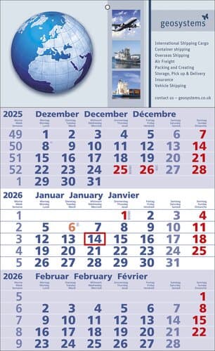 Papierwandkalender Standard 2