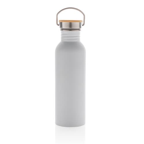 Moderne Stainless-Steel Flasche mit Bambusdeckel