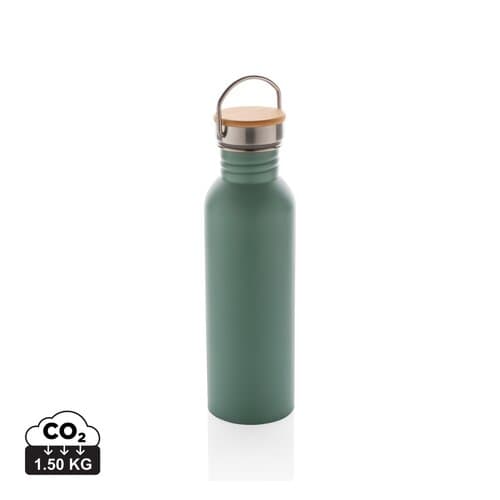 Moderne Stainless-Steel Flasche mit Bambusdeckel