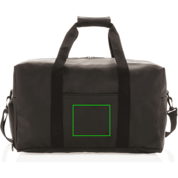 Schicke PU Wochenendtasche – Druckbeispiel Siebdruck Transfer, 1-farbig, 120 x 100 mm - Artikel Vorderseite Mitte