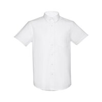 THC LONDON WH. Kurzärmeliges Herren-Oxford-Hemd. Weiße Farbe