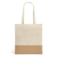 MERCAT. Tasche aus 100% Baumwolle (160 g/m²) mit Details aus Jute-Imitat