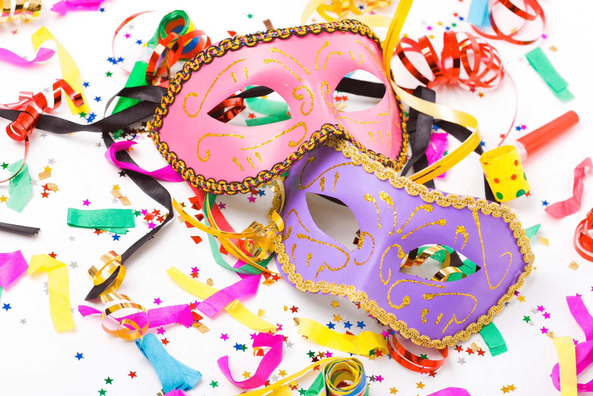 Masken und Konfetti Fasching