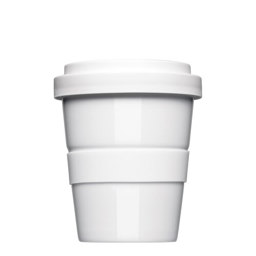 Coffee2Go Mini, Kaffeebecher to Go Form 344, mit glatter oder geriffelter Siliconbanderole