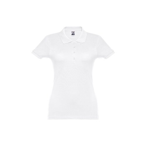 THC EVE WH. Kurzarm-Poloshirt mit Gürtel für Damen aus kardierter Baumwolle
