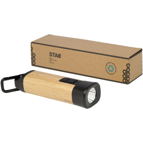 Kuma Taschenlampe aus Bambus und recyceltem RCS Kunststoff mit Karabinerhaken
