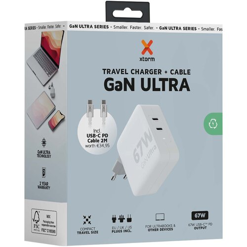 Xtorm XVC2067 GaN Ultra 67 W Reiseladegerät mit 100 W USB-C PD-Kabel