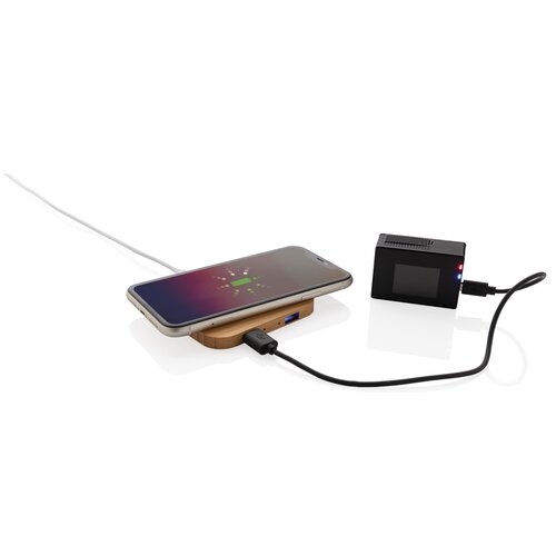 10W Wireless-Charger mit USB aus Bambus